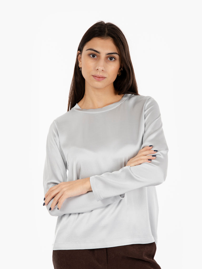 STIMM - Blusa morbida in raso grigio