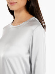 STIMM - Blusa morbida in raso grigio