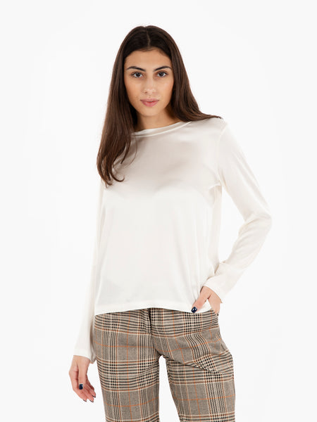 Blusa morbida in raso panna