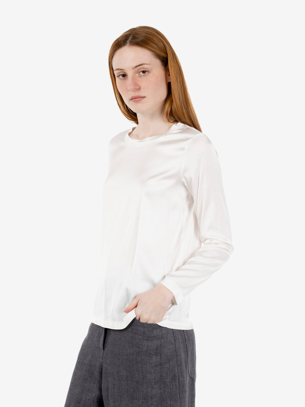 Soft cream satin blouse