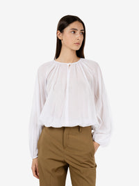 White muslin crop blouse