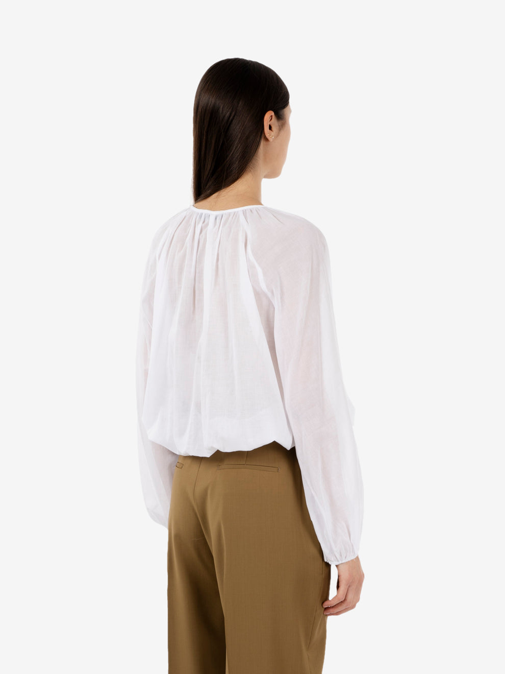 White muslin crop blouse