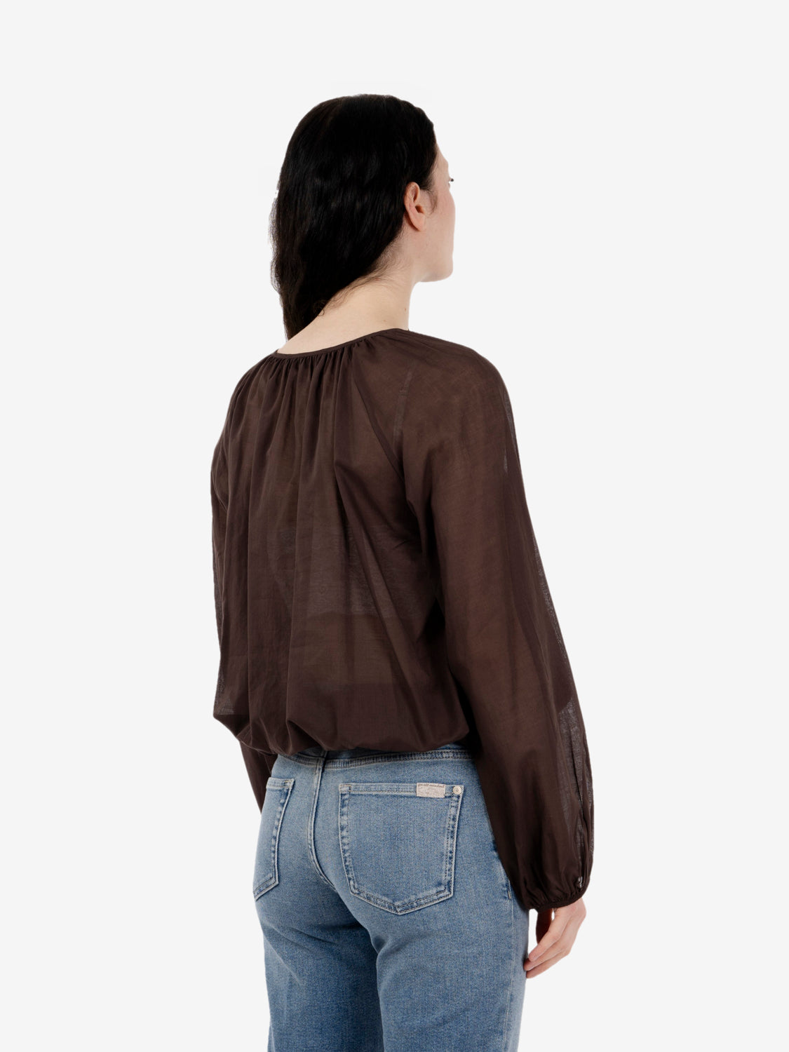 Blusa mussola crop moro