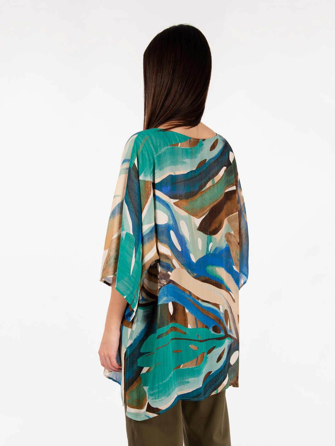 Blusa over in viscosa blu / moro