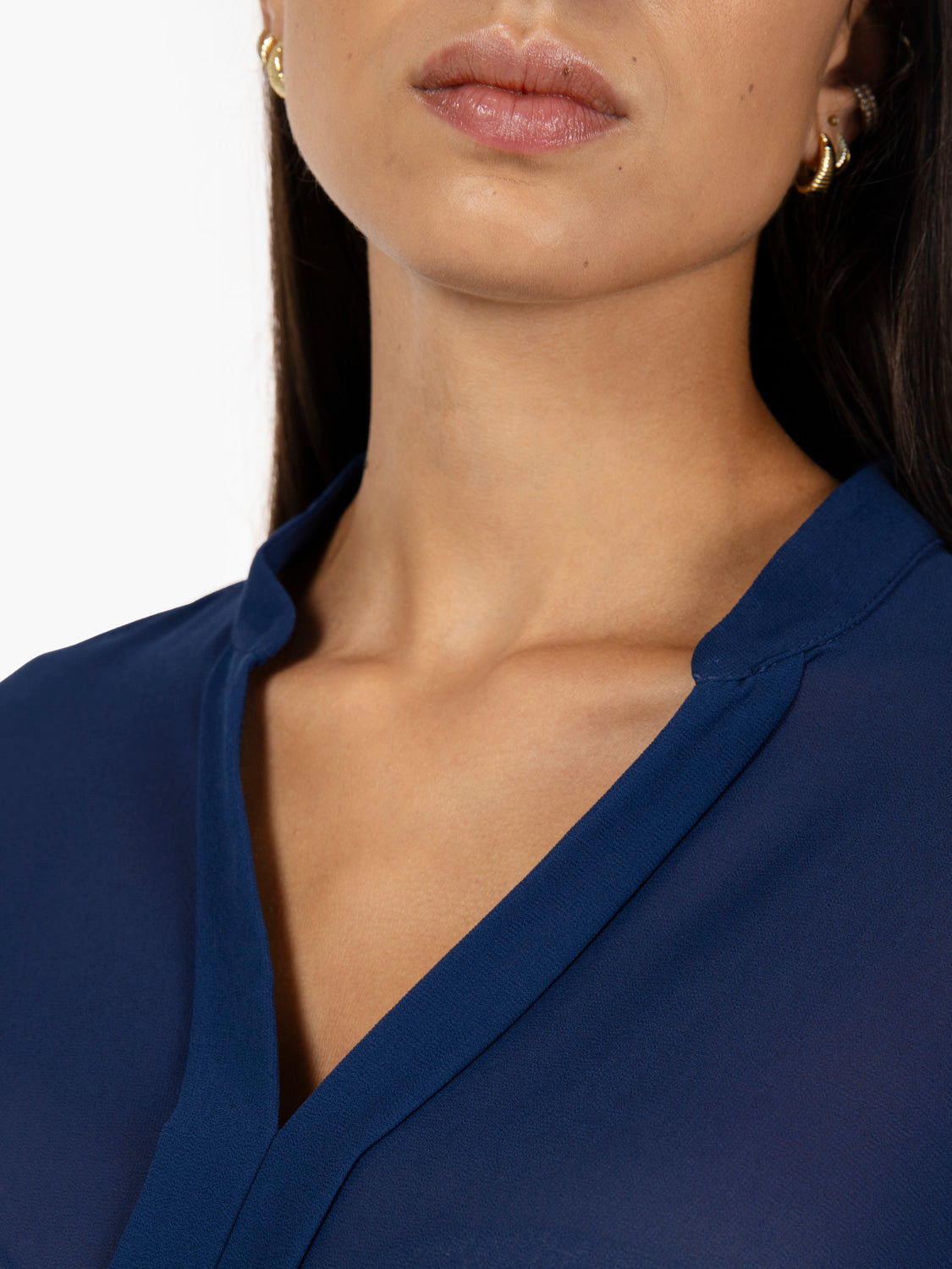 Blusa scollo a V blu