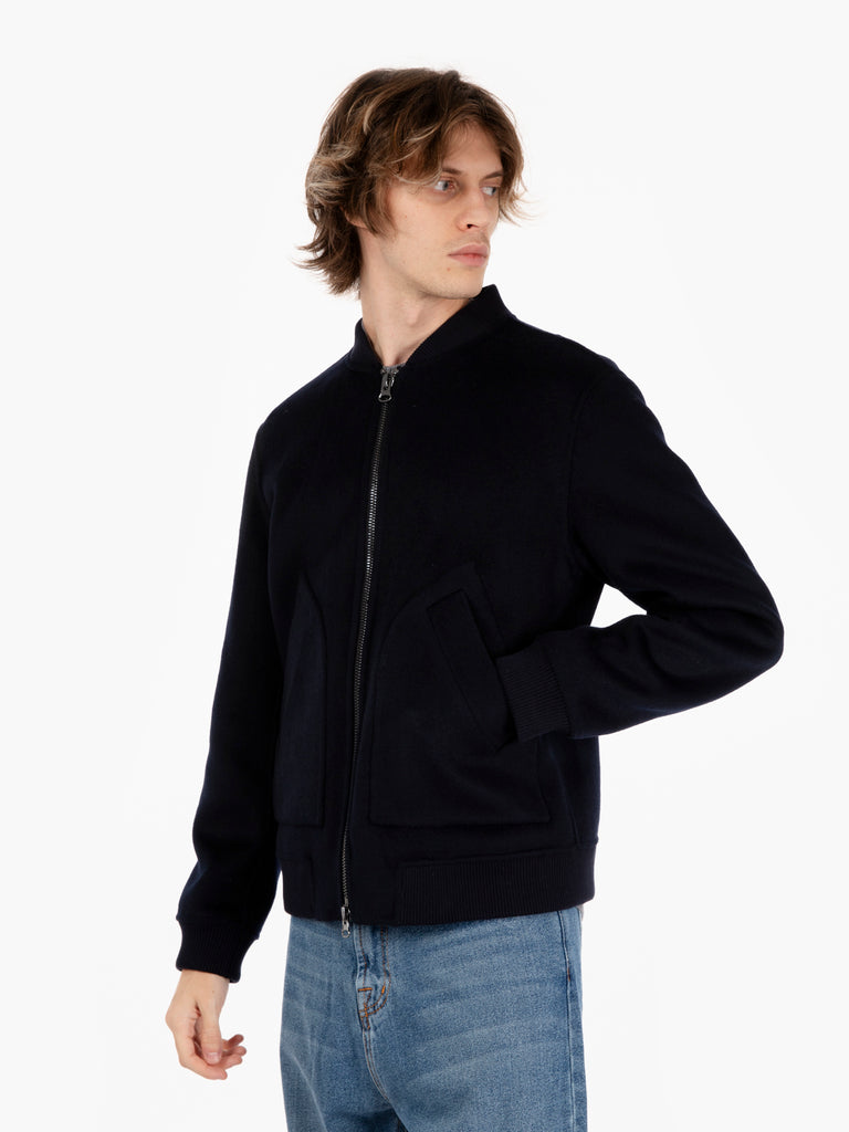 STIMM - Bomber con zip in lana navy