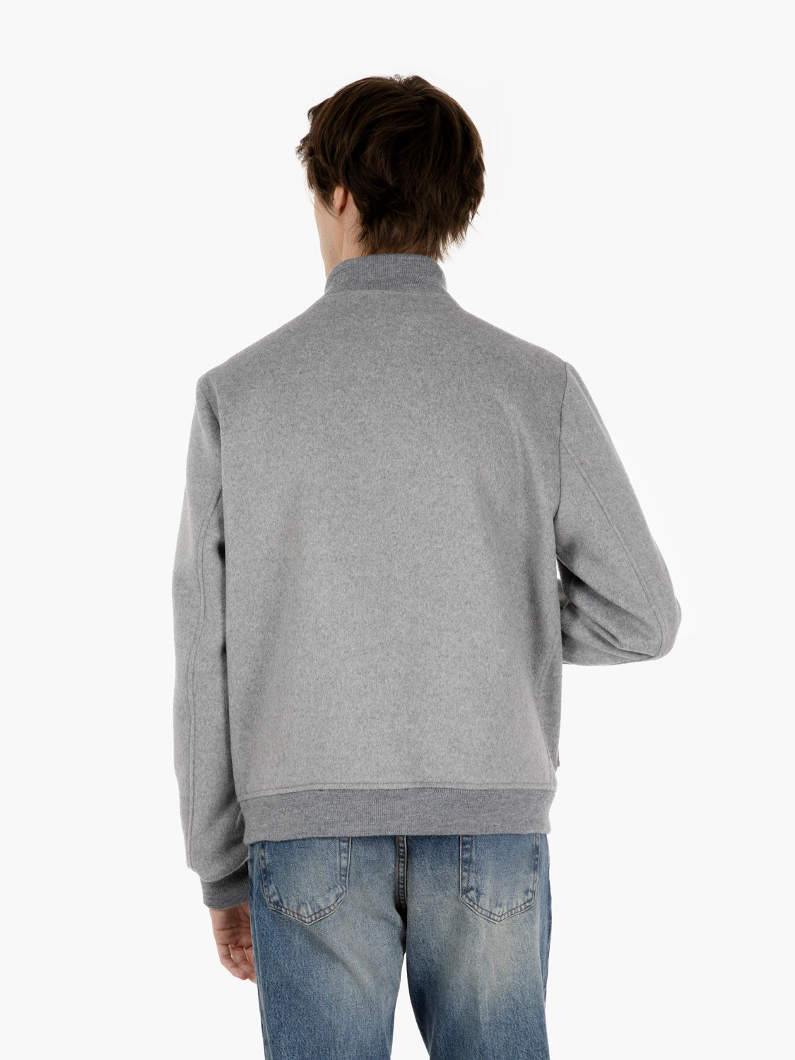 Bomber in panno con bottoni grigio