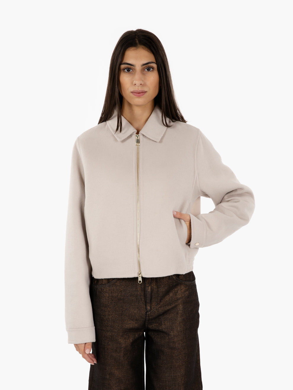 Denim ice cloth bomber jacket