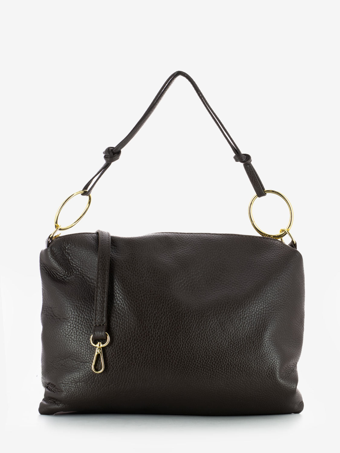 Dark brown dollar leather shoulder bag