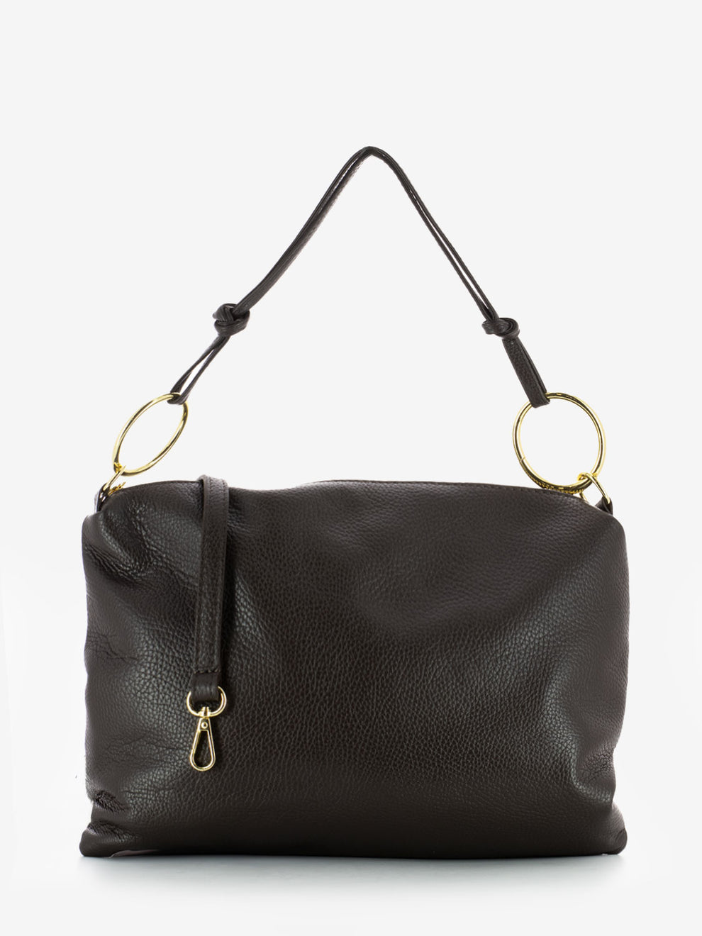 Dark brown dollar leather shoulder bag