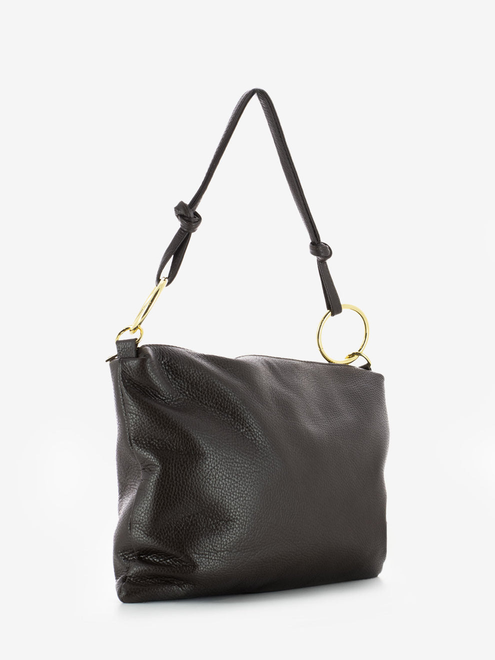 Dark brown dollar leather shoulder bag