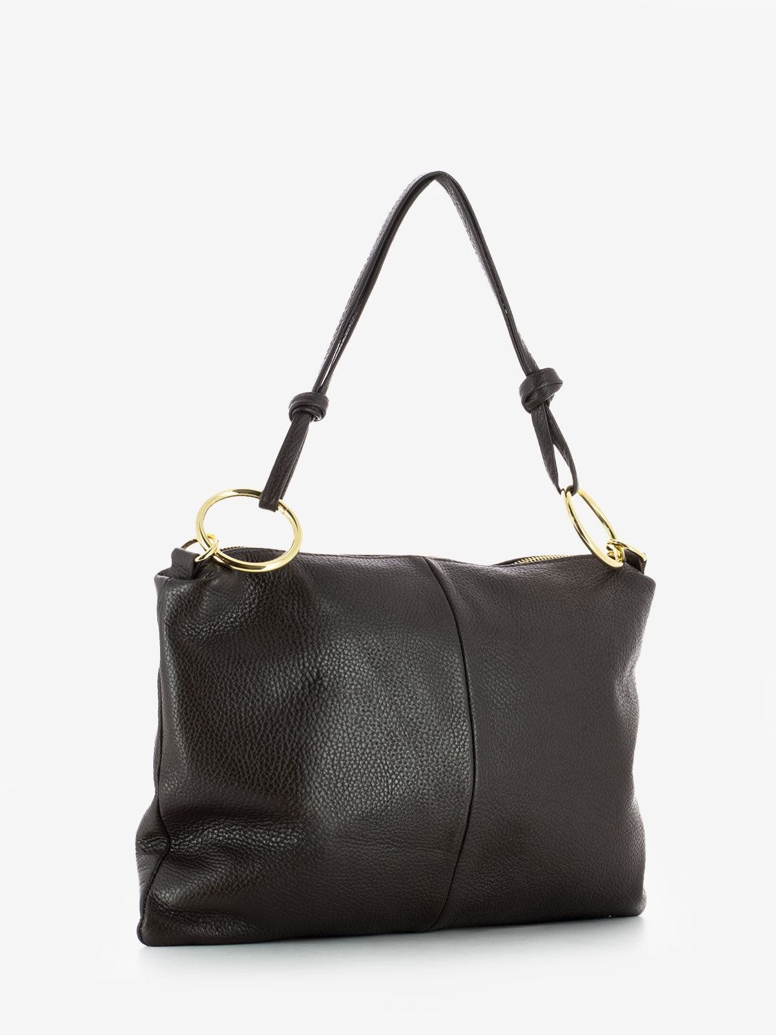 Dark brown dollar leather shoulder bag