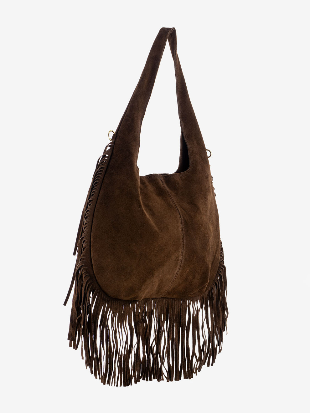 Brown suede fringed bag