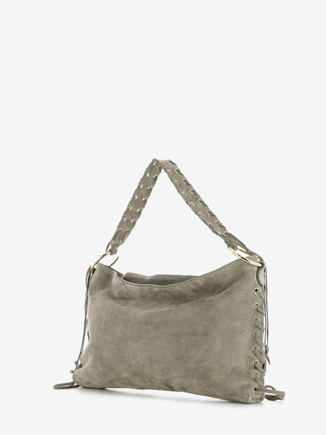 Borsa in camoscio con lacci beige