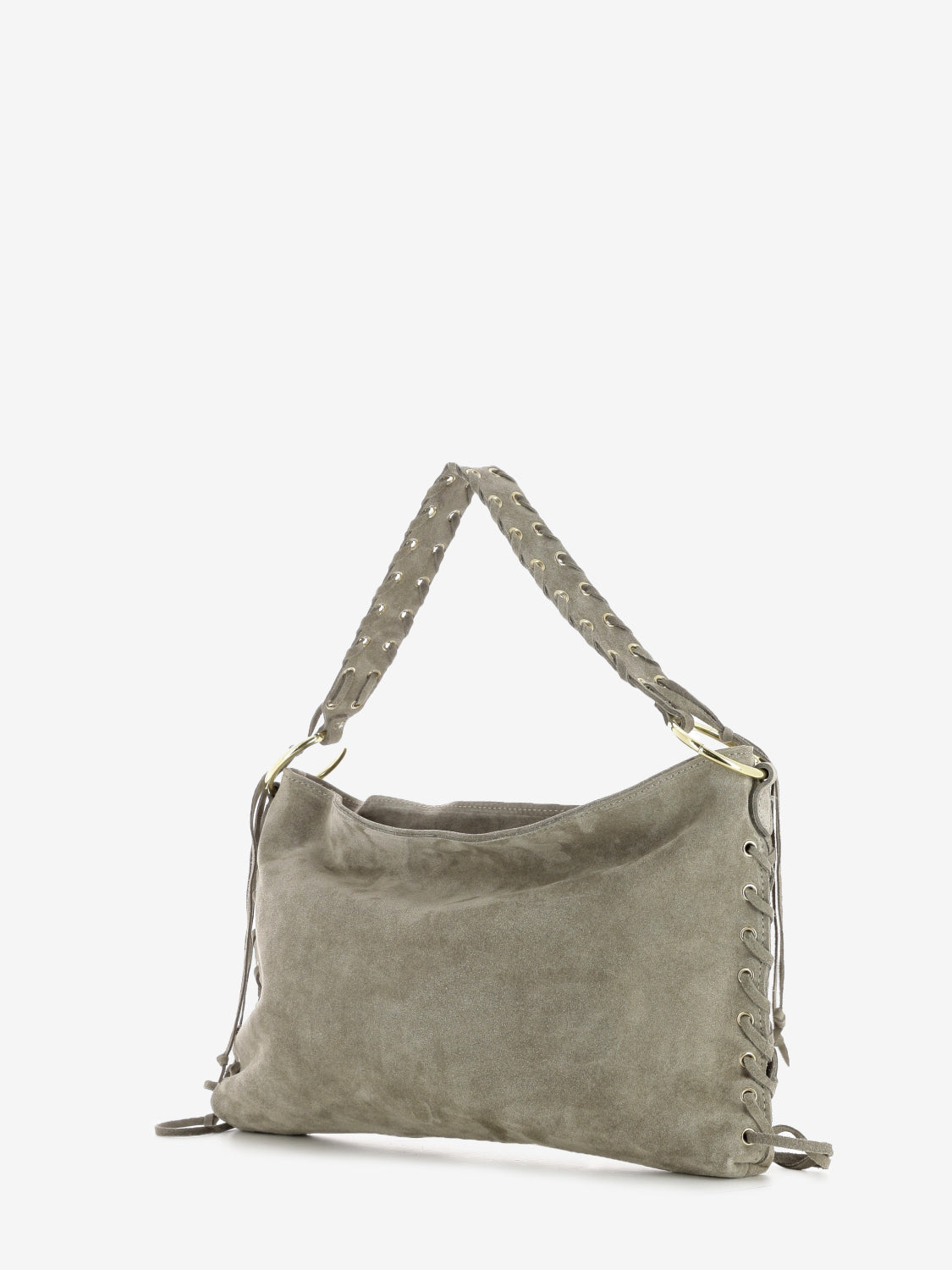 Borsa in camoscio con lacci beige