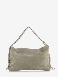 Borsa in camoscio con lacci beige