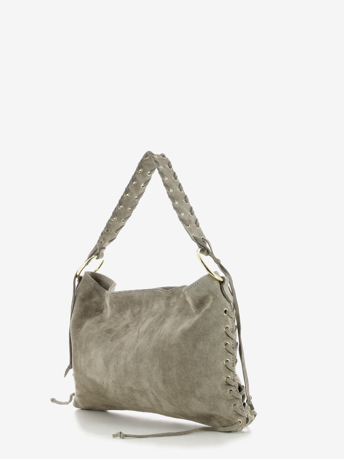 Borsa in camoscio con lacci beige