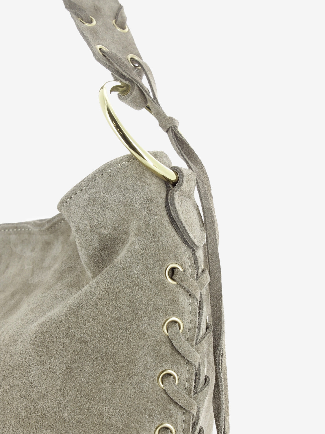 Borsa in camoscio con lacci beige