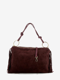 Borsa in suede con frange bordeaux