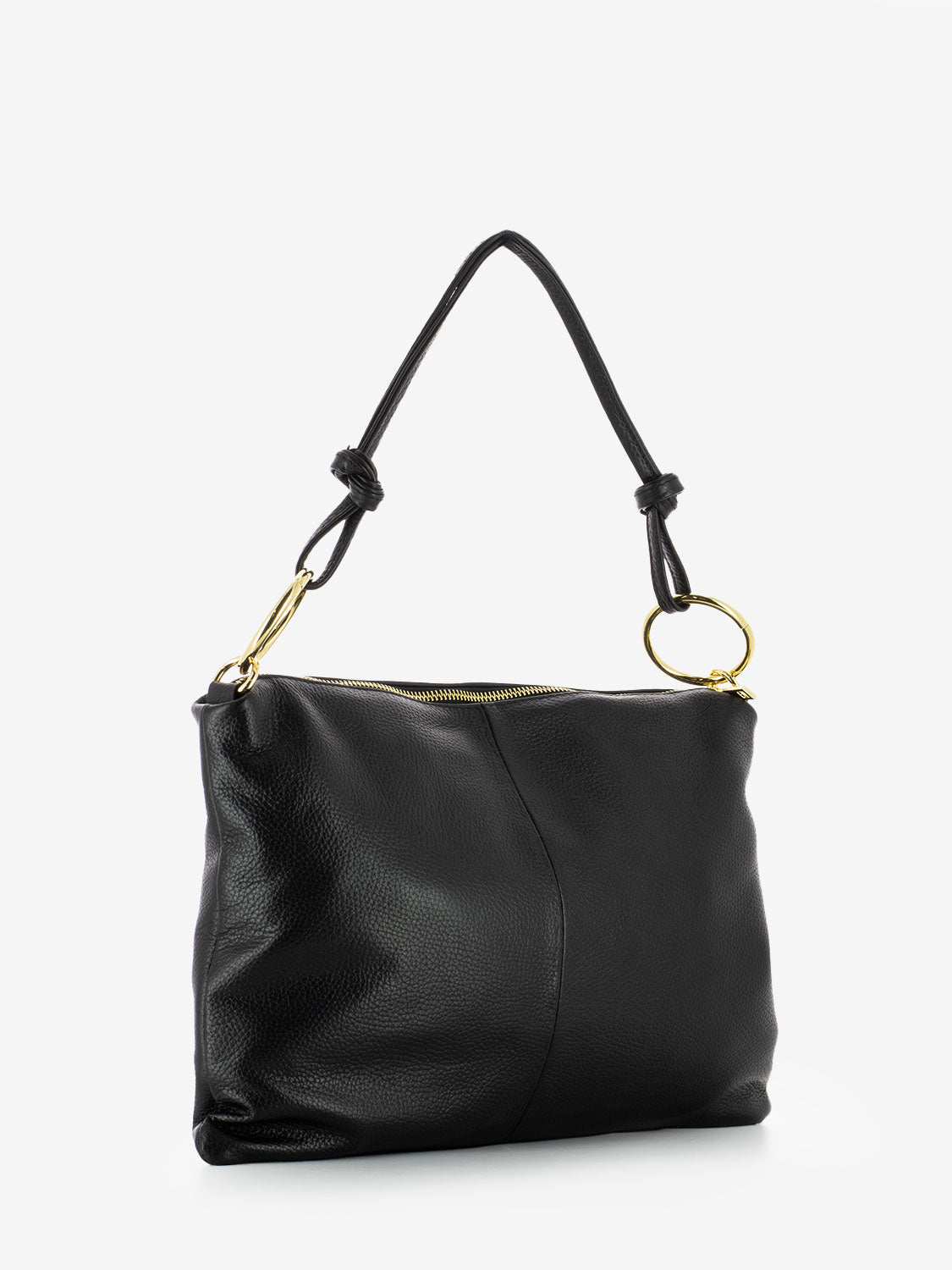 Black dollar leather shoulder bag
