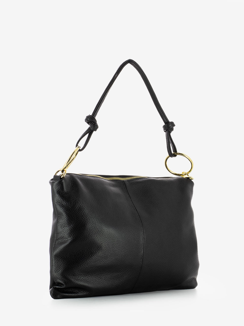Black dollar leather shoulder bag
