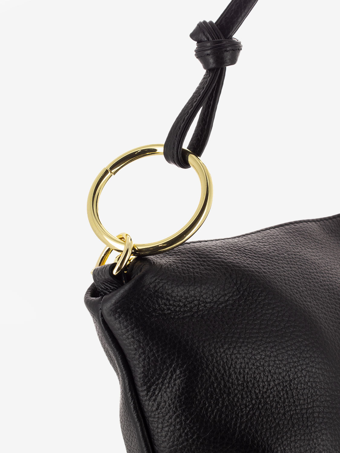 Black dollar leather shoulder bag
