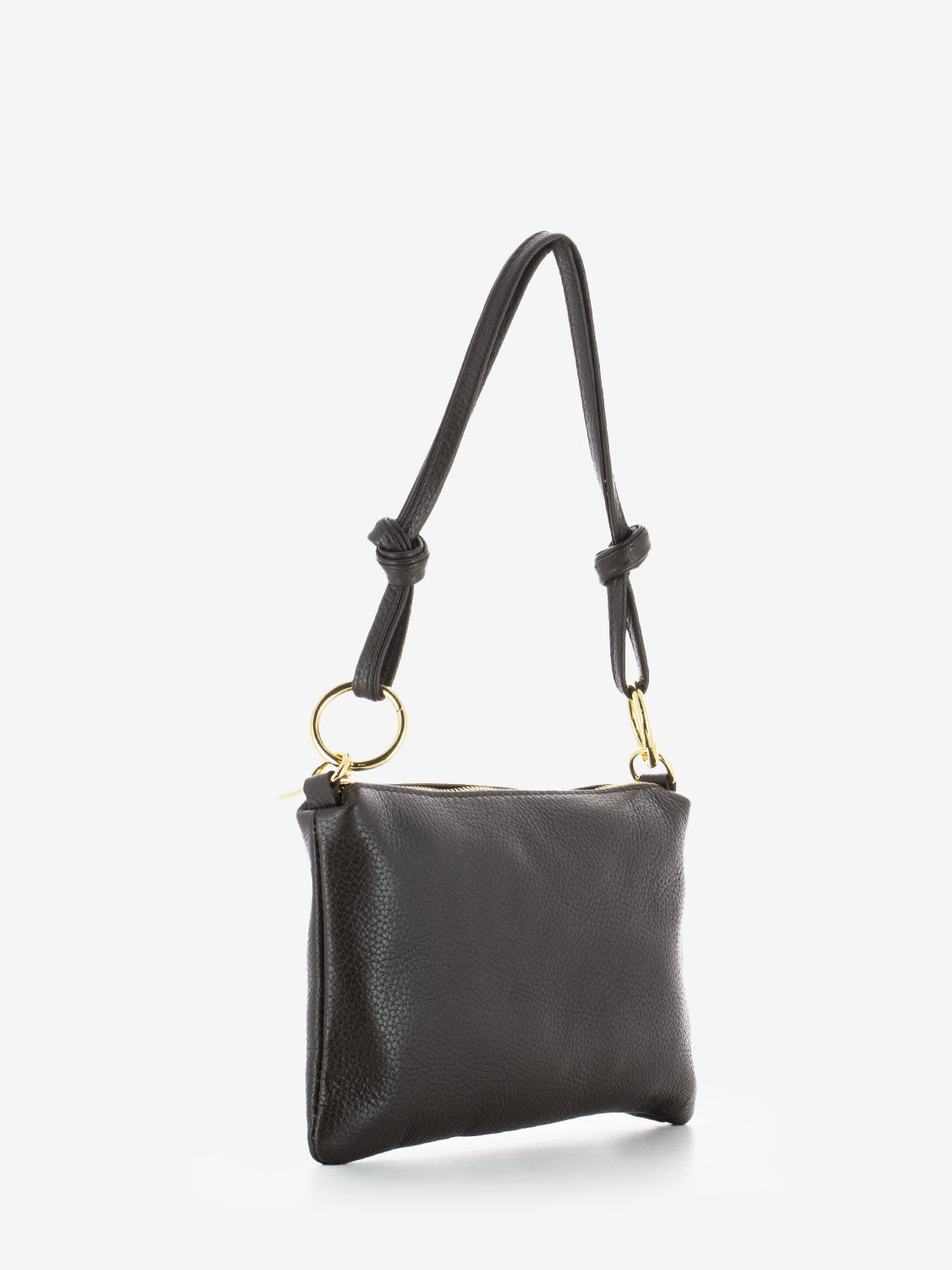 Small shoulder bag in dark brown dollar leather