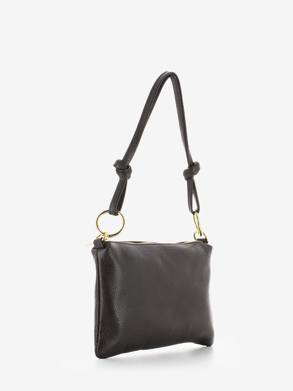 Small shoulder bag in dark brown dollar leather