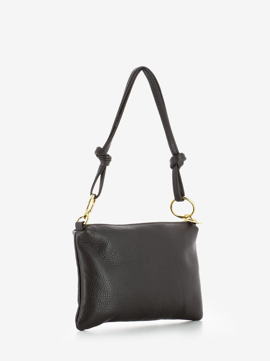 Small shoulder bag in dark brown dollar leather