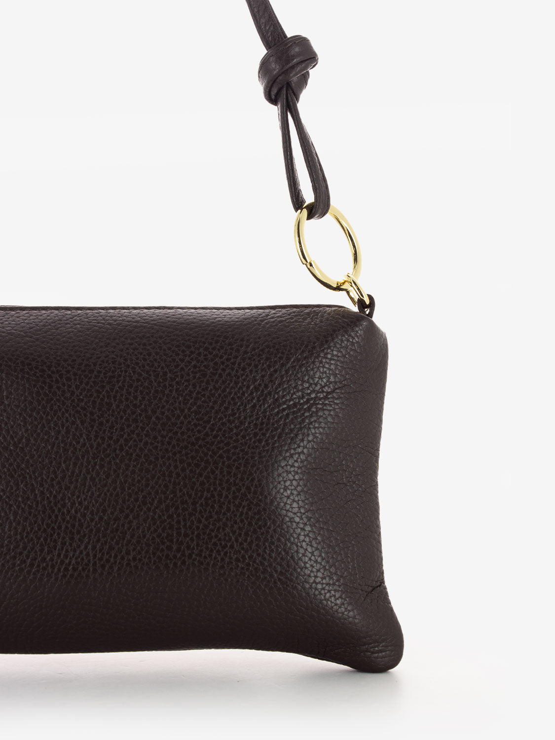 Small shoulder bag in dark brown dollar leather