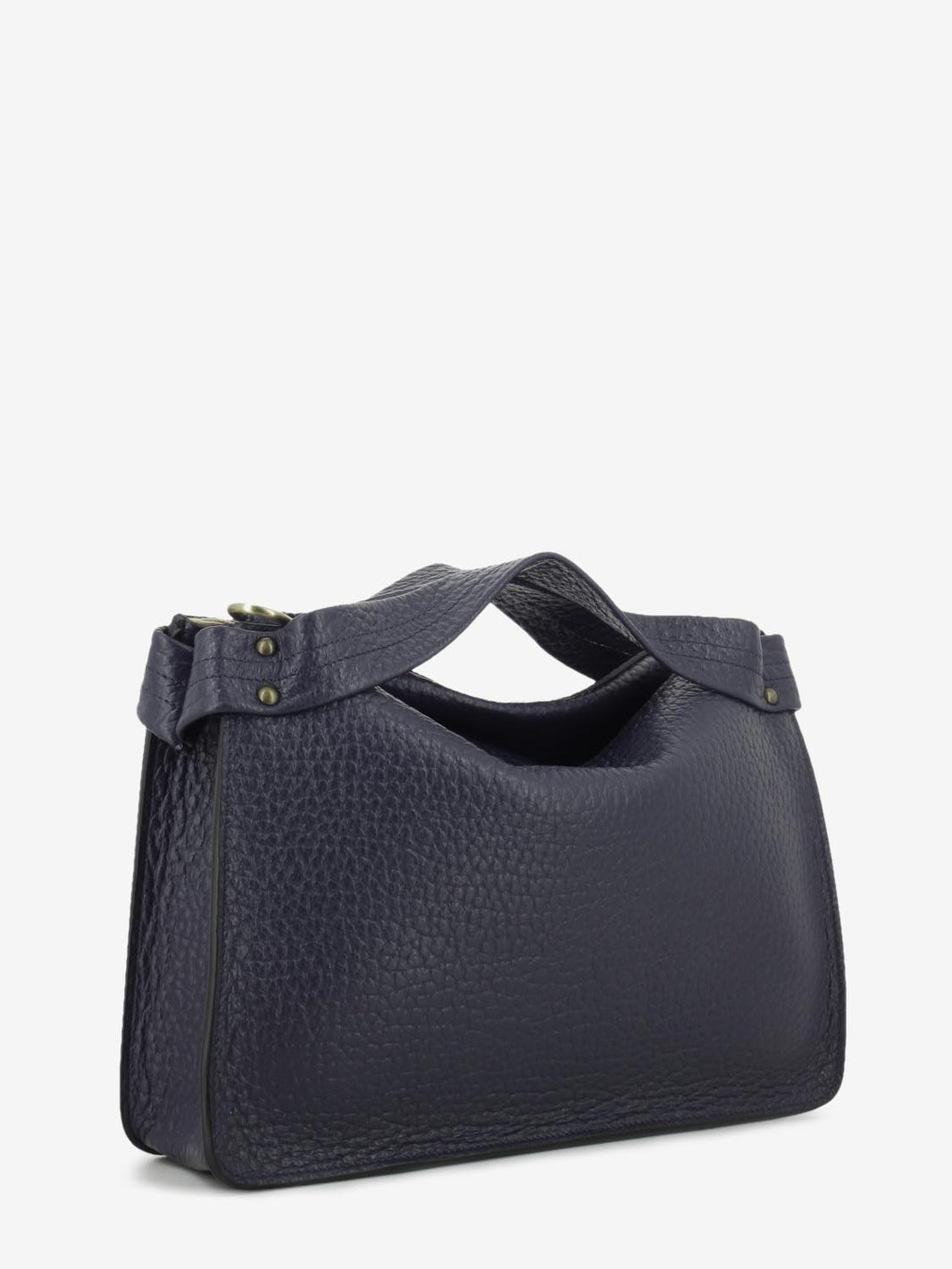 Borsa a mano in pelle martellata blu