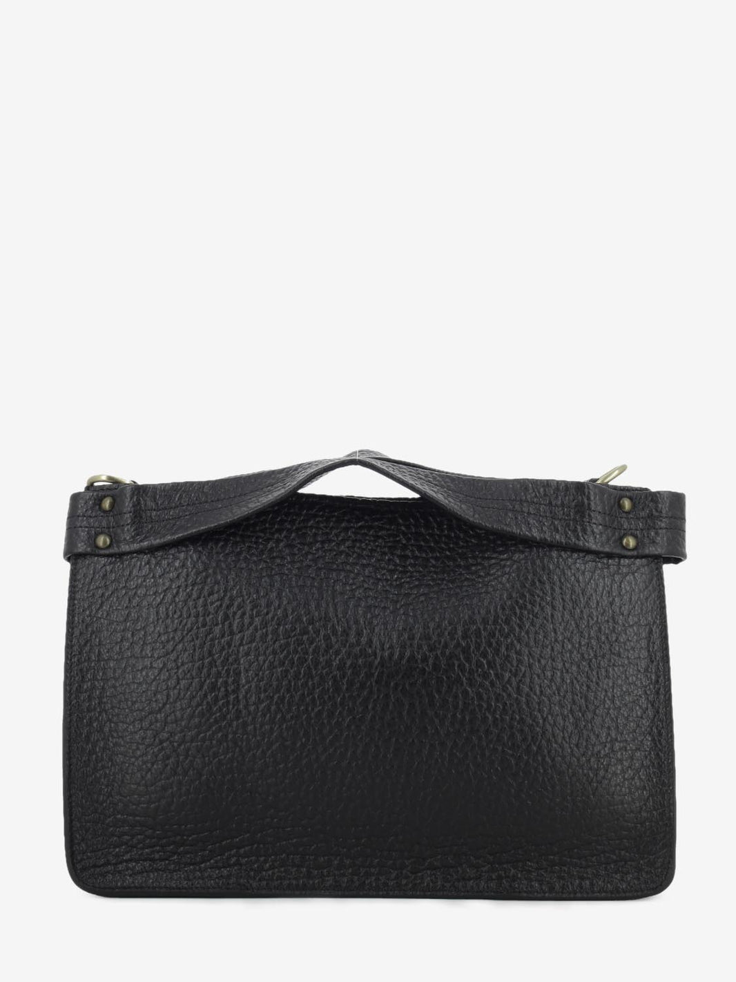Borsa a mano in pelle martellata nera