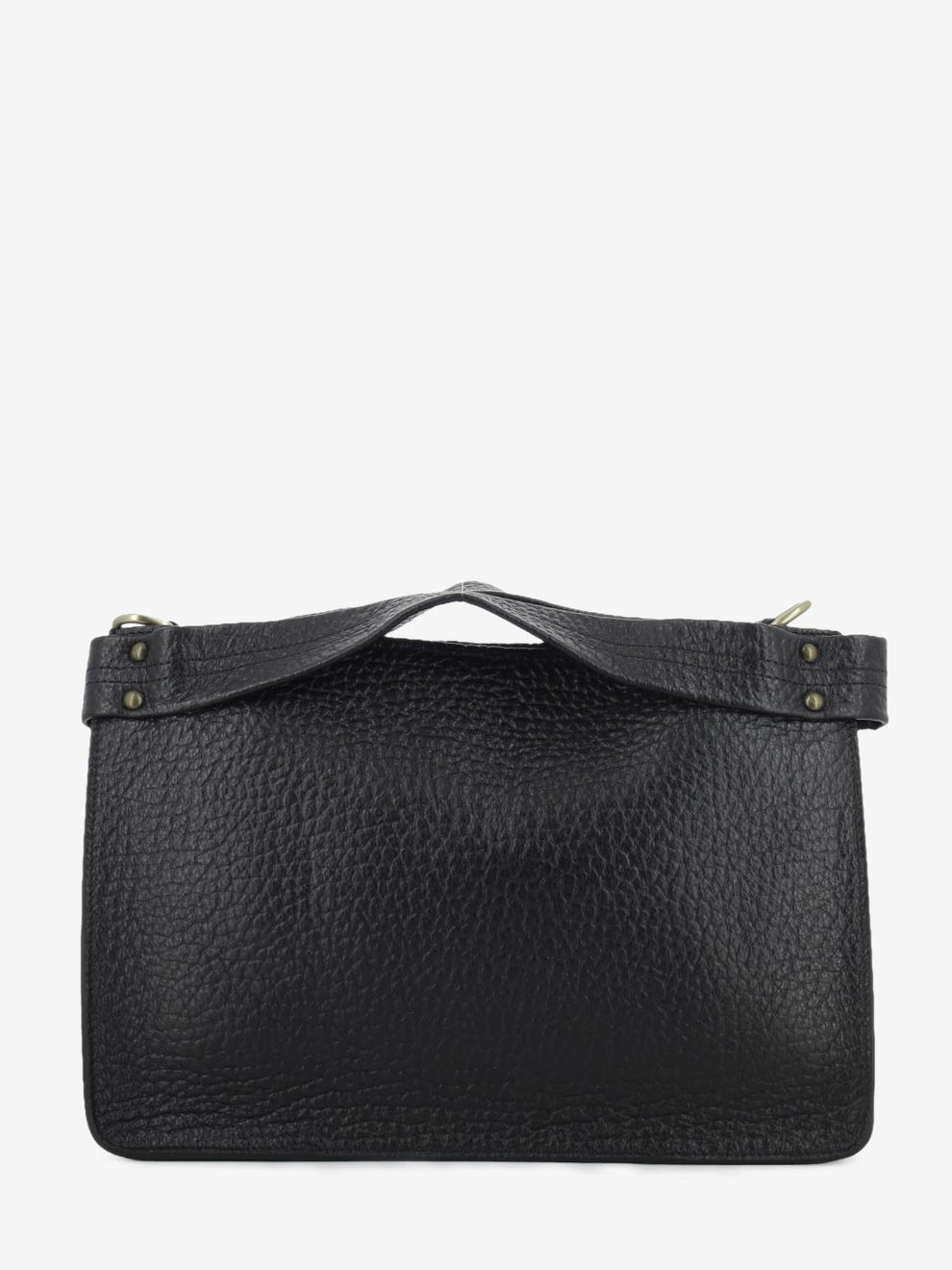 Borsa a mano in pelle martellata nera