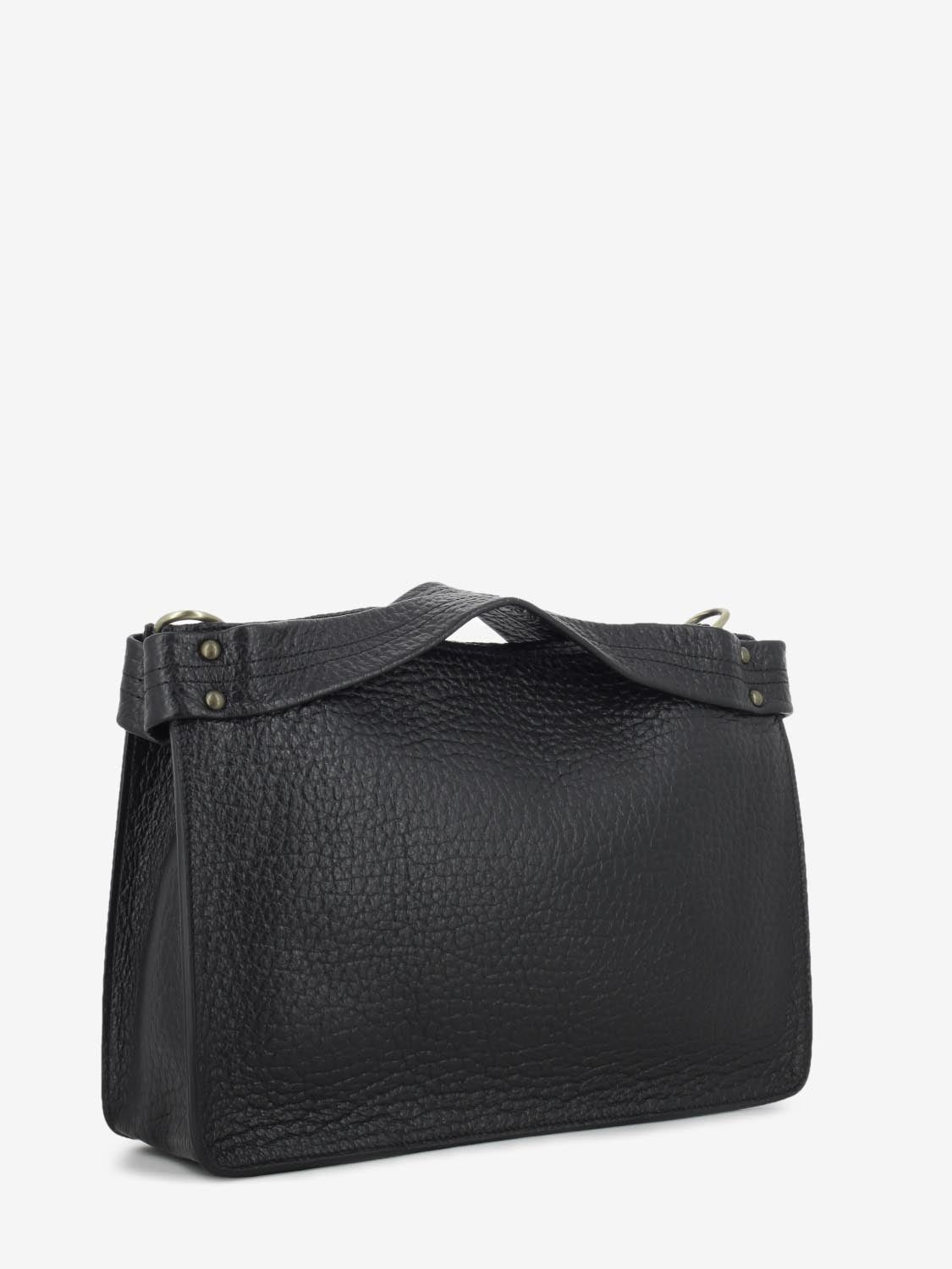 Borsa a mano in pelle martellata nera