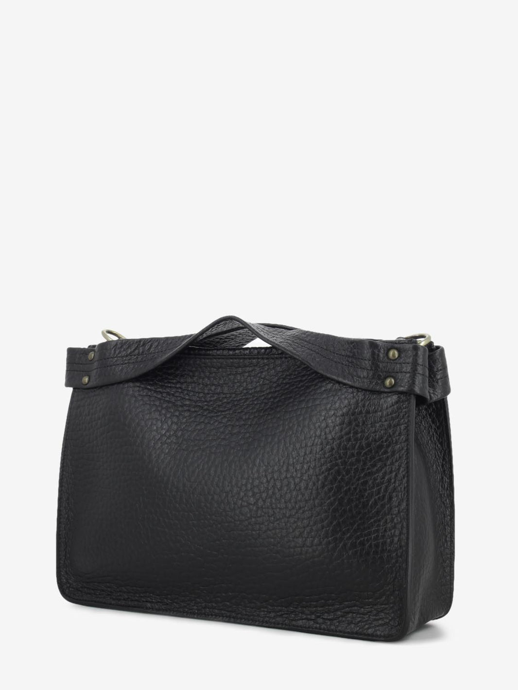 Borsa a mano in pelle martellata nera