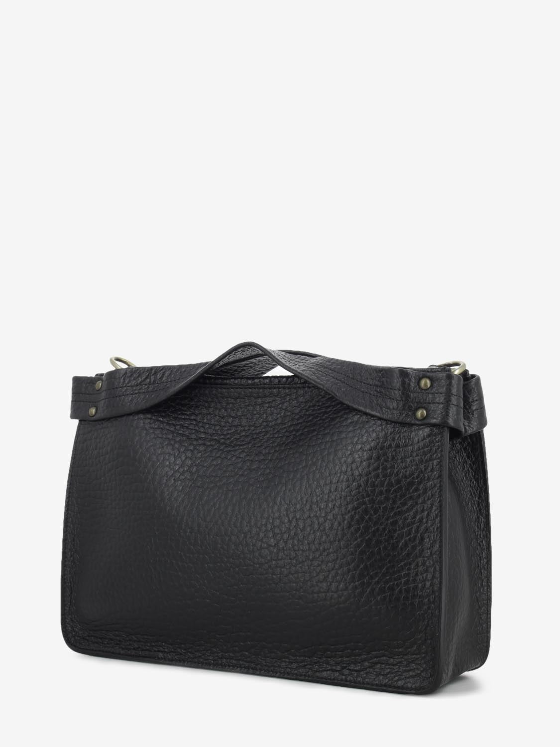 Borsa a mano in pelle martellata nera