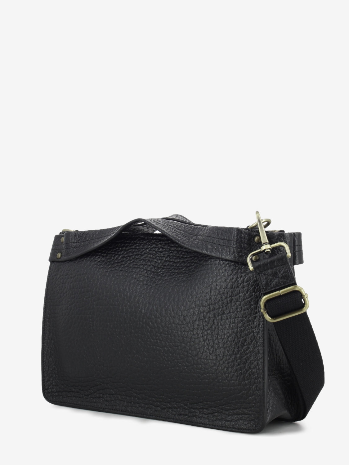 Borsa a mano in pelle martellata nera