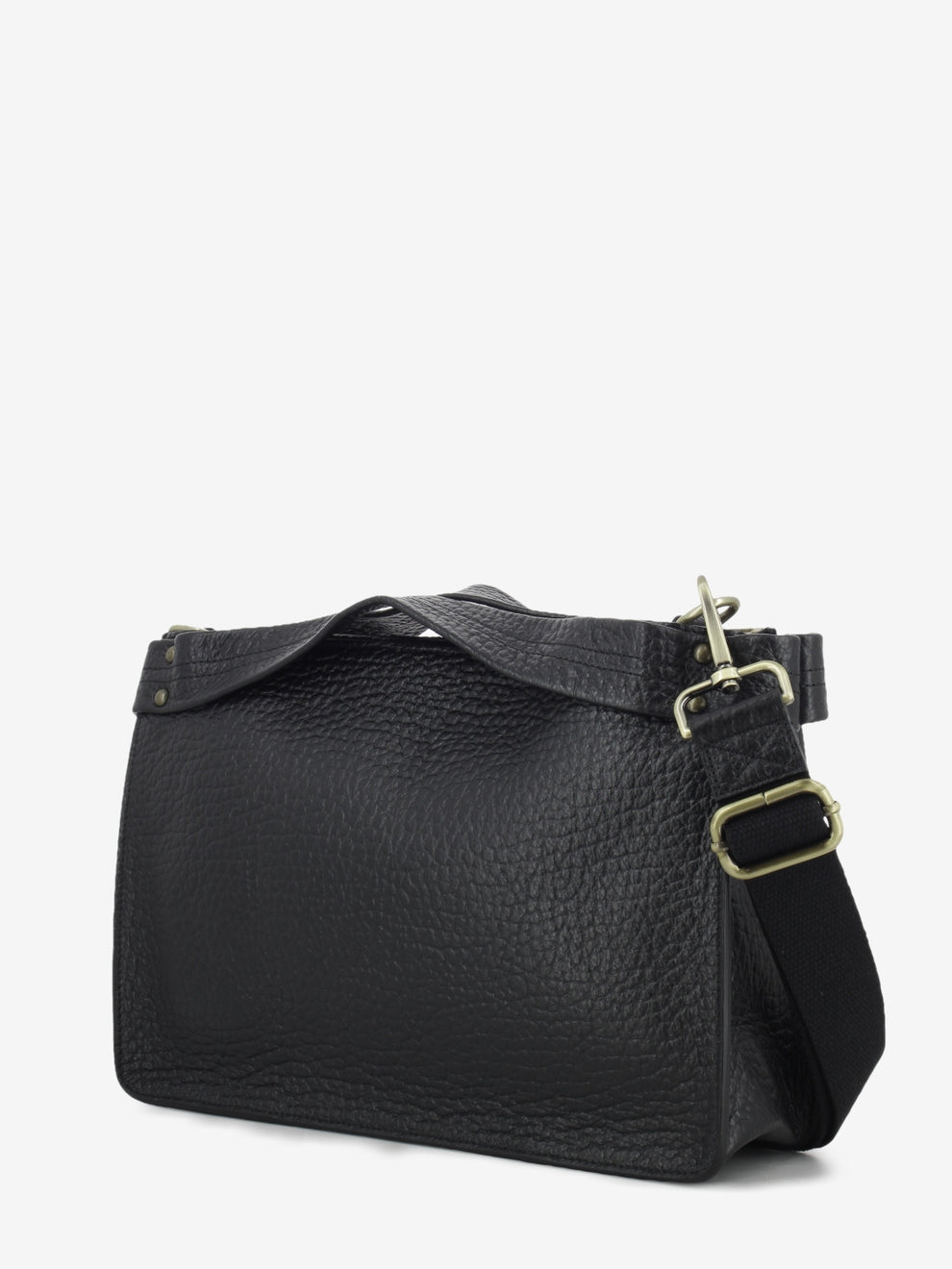Borsa a mano in pelle martellata nera