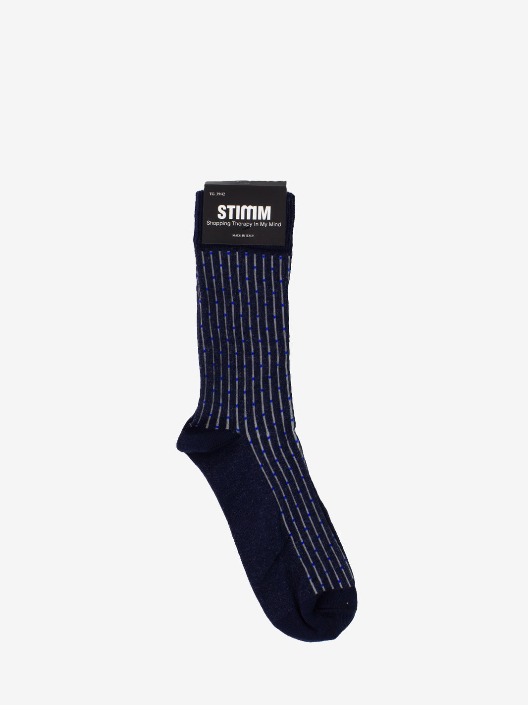 Calzini medi con righe e micro cuore blu / grigio