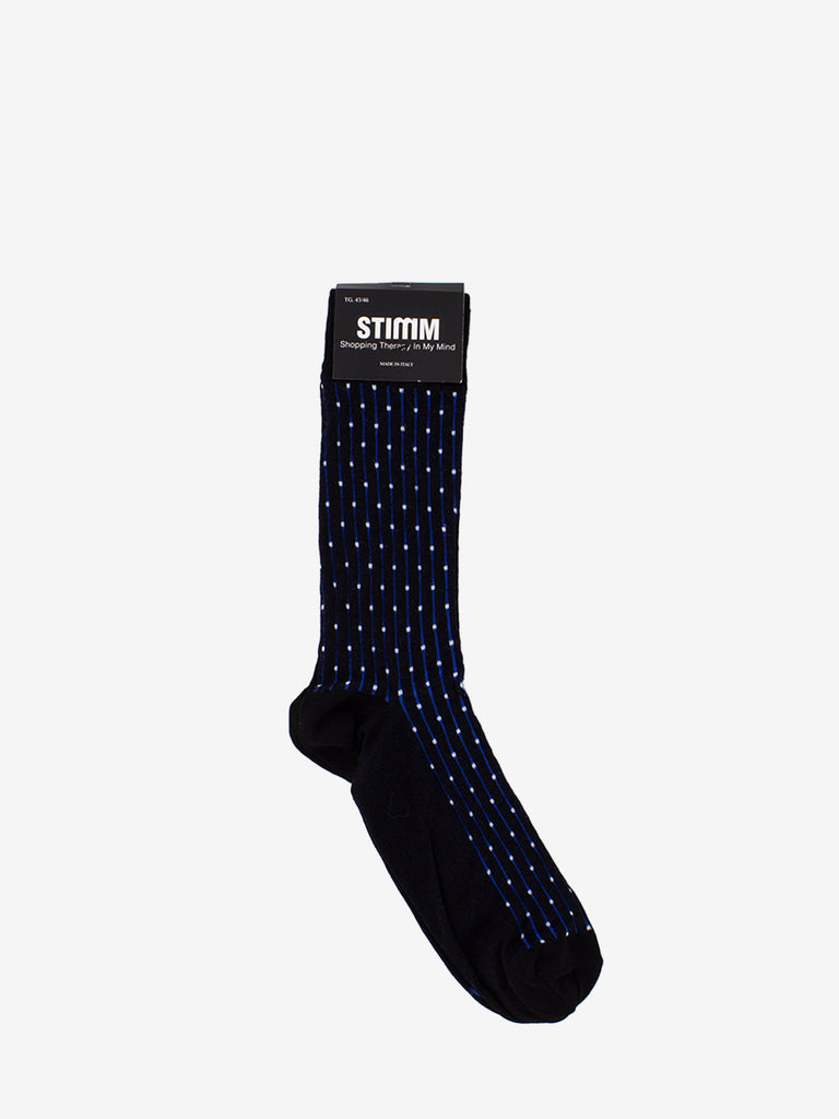 STIMM - Calzini medi con righe e micro cuore nero / blu