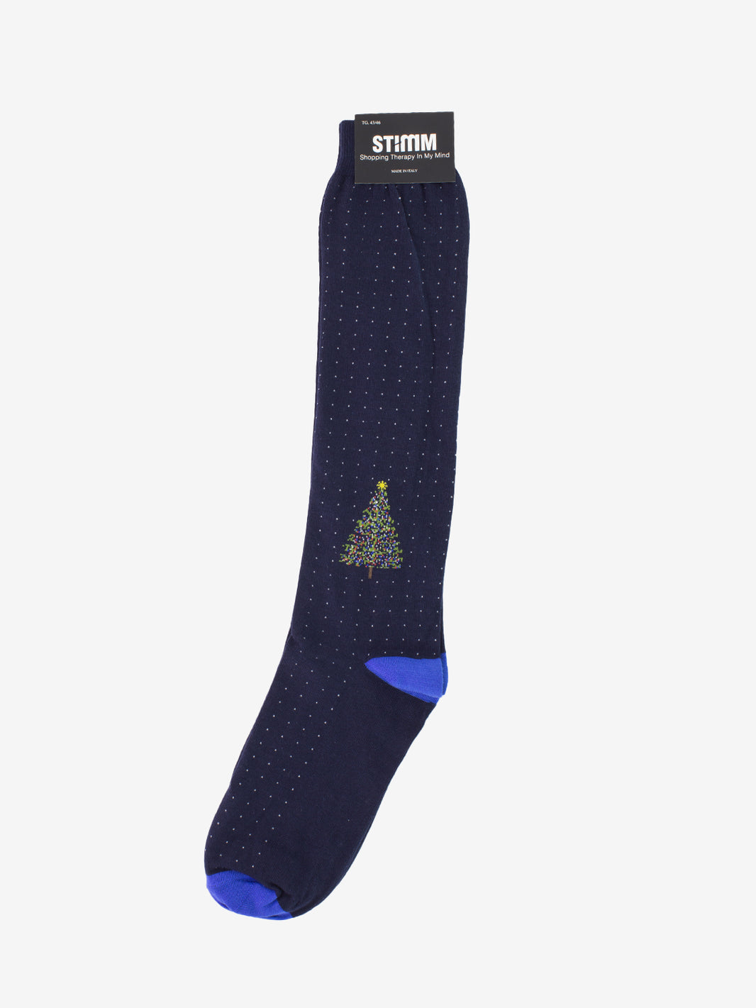 Calzino lungo albero natale blu