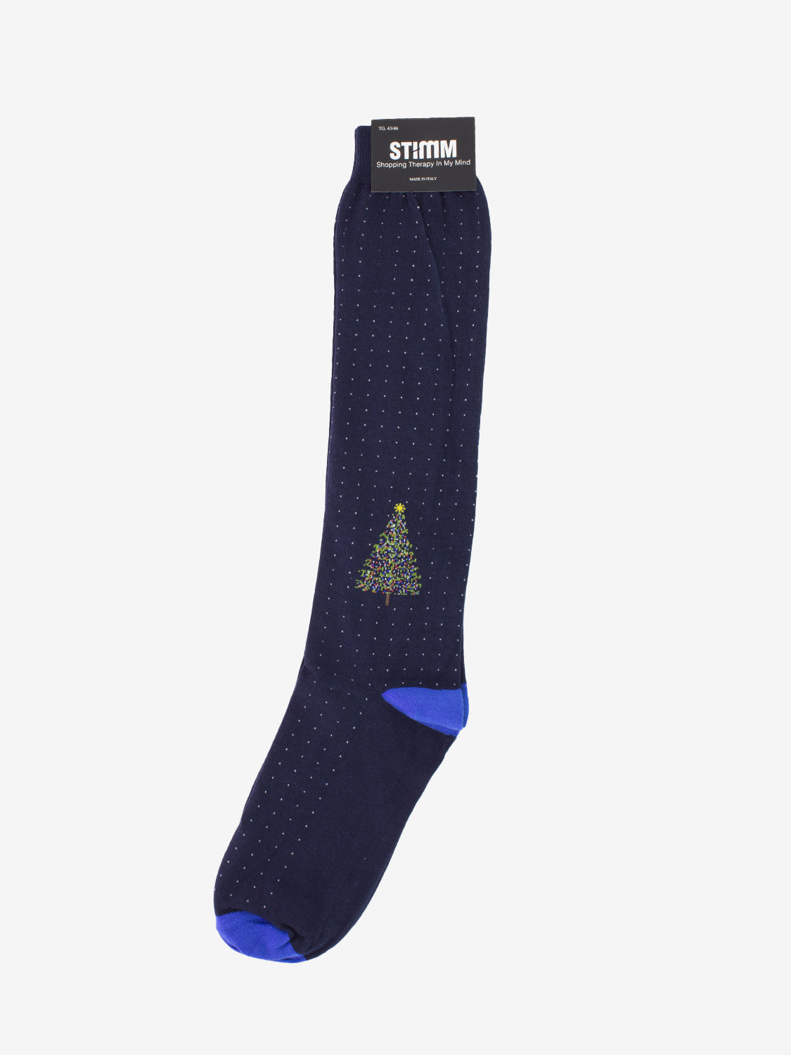 Long blue Christmas tree sock