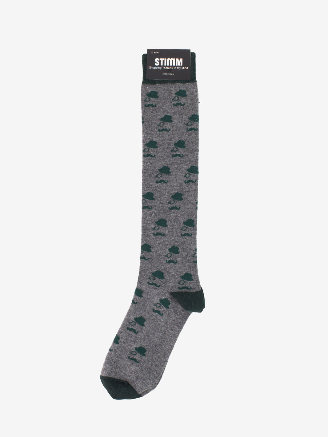 Calzino lungo baffo grigio / verde