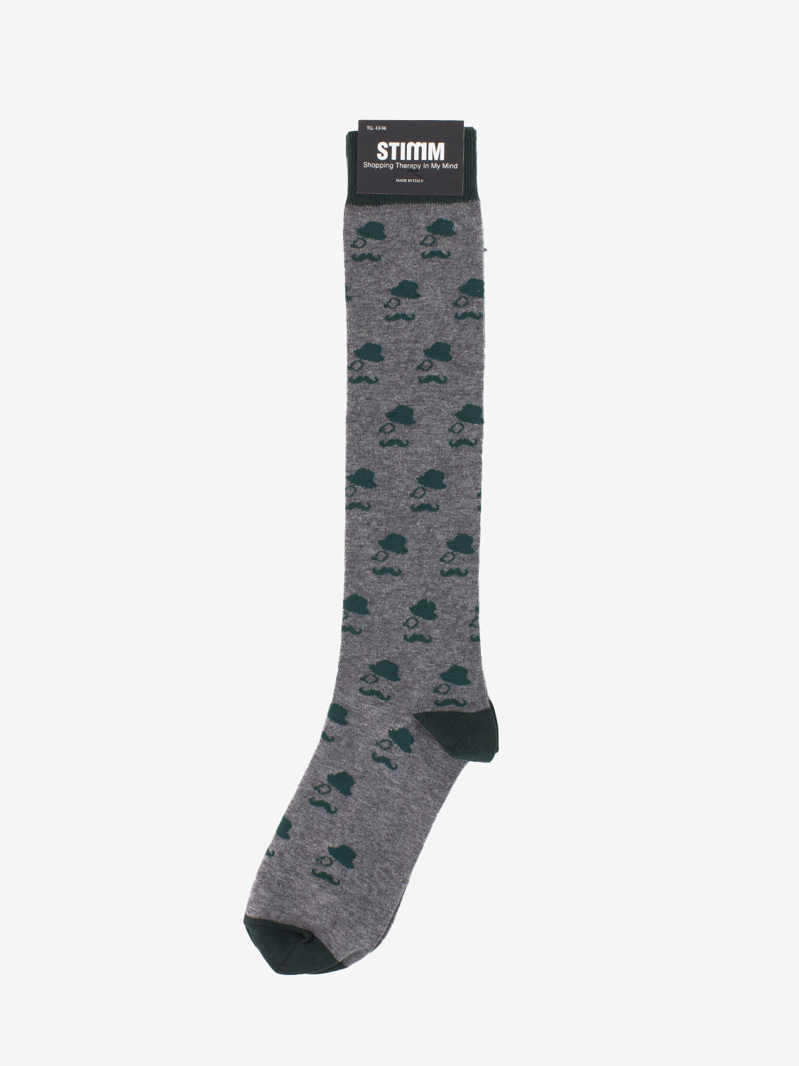 Long sock with grey/green moustache