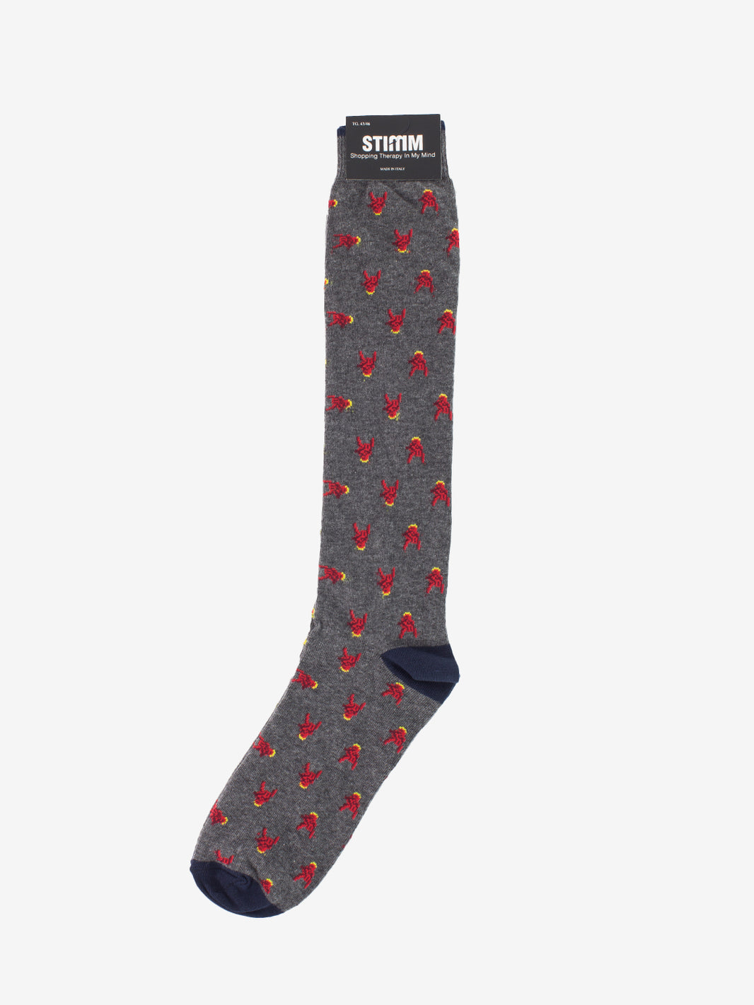 Calzino lungo corna grigio / rosso
