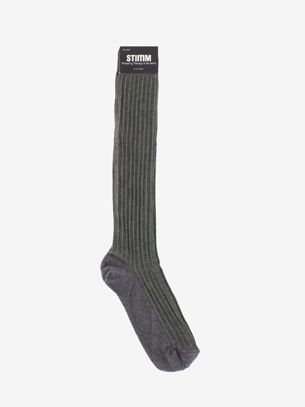 Calzino lungo riga grigio / verde