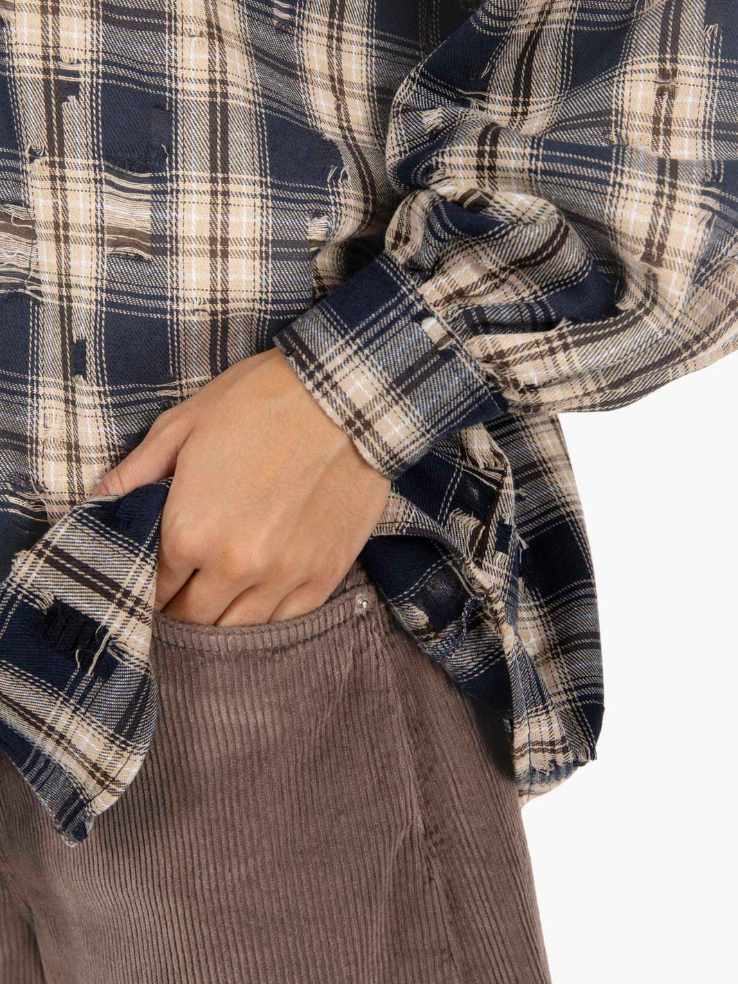 Camicia a quadri distressed blu