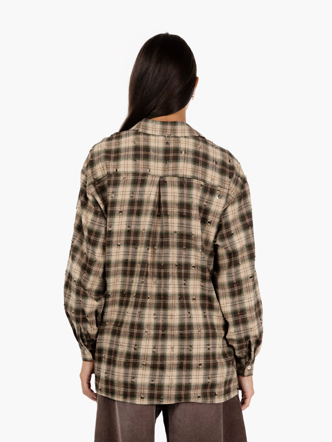 Camicia a quadri distressed verde