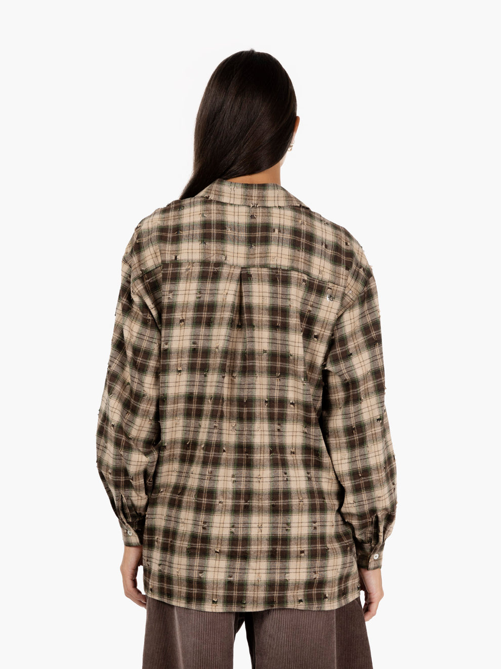 Camicia a quadri distressed verde