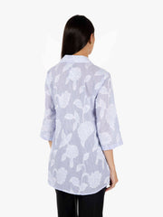 STIMM - Camicia a righe con stampe azzurro / bianco